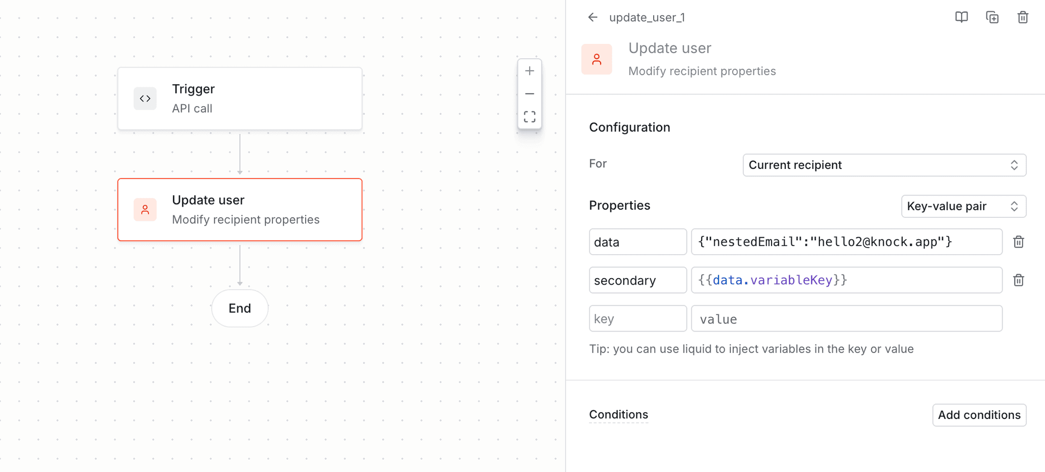 Update user function step in the workflow builder.